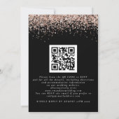 Glam Roos Gold Glitter QR Code Black Weddenschap Kaart (Achterkant)