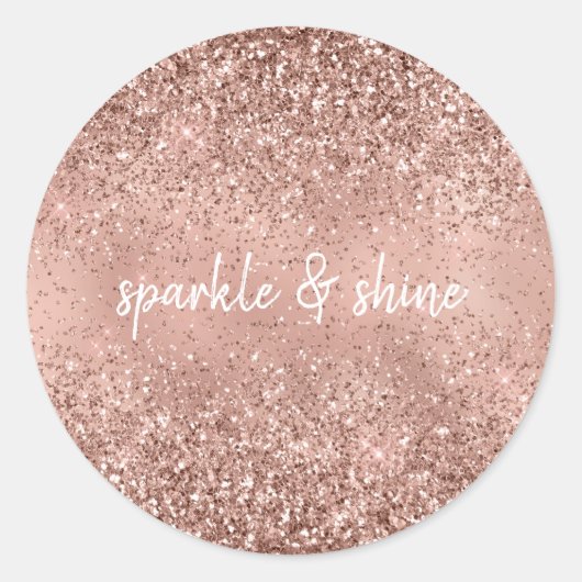 Glam Roos Gold Glitter Ronde Sticker (Voorkant)