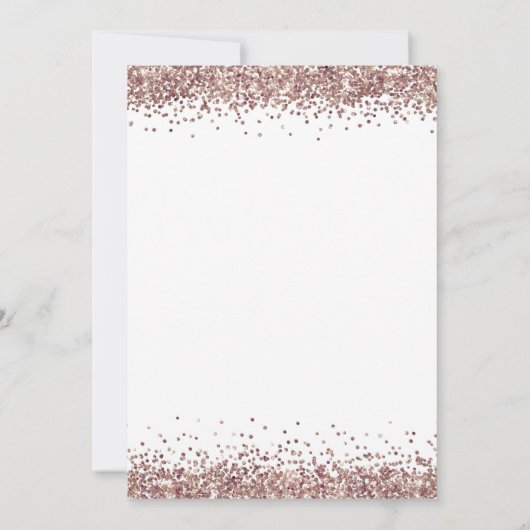 Glam Roos Gold Glitter Script Engagement Party Kaart (Achterkant)