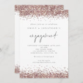 Glam Roos Gold Glitter Script Engagement Party Kaart (Voorkant / Achterkant)