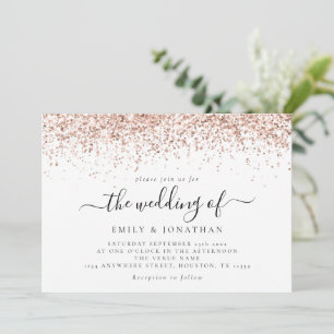 Glam Roos Gold Glitter Script Weddenschap Kaart
