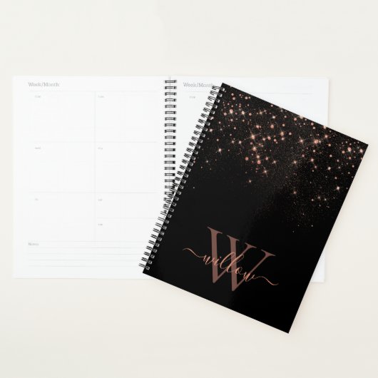 Glam Roos Gold Glitter Sparking Elegant Monogram Planner (Display)
