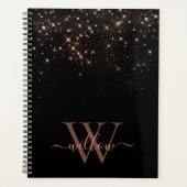 Glam Roos Gold Glitter Sparking Elegant Monogram Planner (Voorkant)