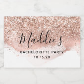 Glam Roos Gold Glitter Vrijgezellenfeest Sparkling Wijnetiket (Enkel label)