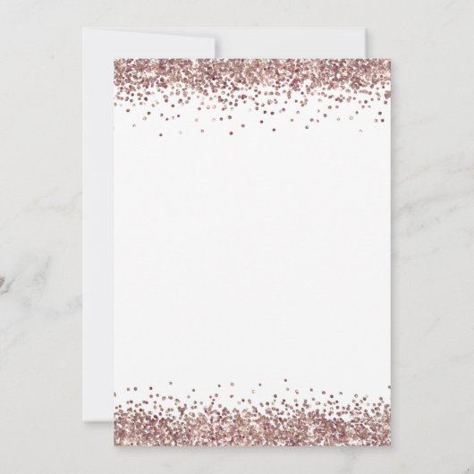 Glam Roos Gold Glitter Wedding Evening Kaart (Achterkant)