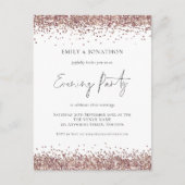 Glam Roos Gold Glitter Wedding Evening Uitnodiging Briefkaart (Voorkant)
