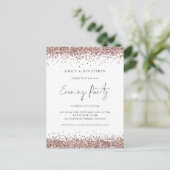 Glam Roos Gold Glitter Wedding Evening Uitnodiging Briefkaart (Staand voorkant)