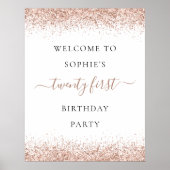 Glam Roos Gold Glitter Welkom 21e verjaardag Poster (Voorkant)