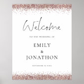 Glam Roos Gold Glitter Welkom bij bruiloft Poster (Voorkant)