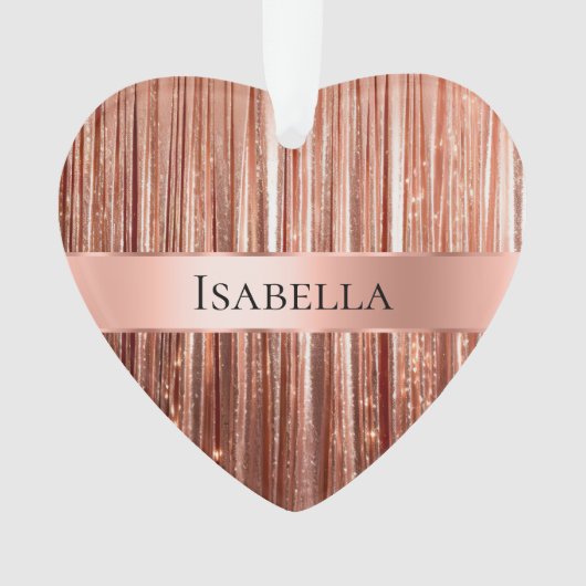 Glam Roos Gold Glitzy Sparkle Naam Ornament (voorkant)