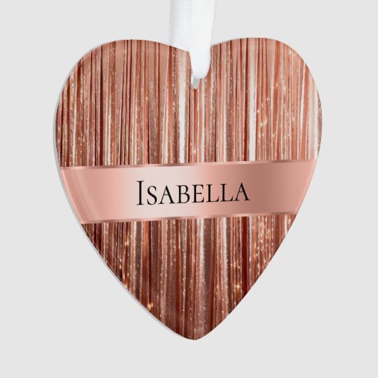 Glam Roos Gold Glitzy Sparkle Naam Ornament (voorkant)