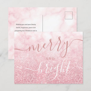 Glam Roos GOLD Kerstfeestdag Glitter Marble  Feestdagenkaart