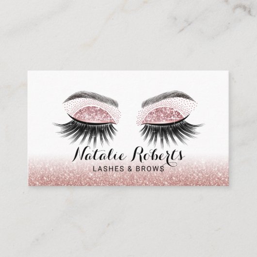 Glam Roos Gold Lashes Makeup Artist Eyelash Salon Visitekaartje (Voorkant)