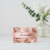 Glam Roos Gold Leopard Monogram Visitekaartje (Staand voorkant)