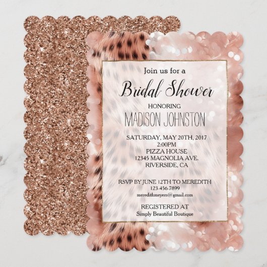 Glam Roos Gold Leopard Vrijgezellenfeest Kaart (Voorkant / Achterkant)