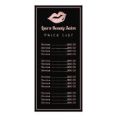 Glam Roos Gold Lips & Black Prijslijst Services Reclamekaart (Voorkant)