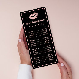 Glam Roos Gold Lips & Black Prijslijst Services Reclamekaart