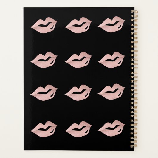Glam Roos Gold Lips & Black Salon Afspraak Planner (Achterkant)