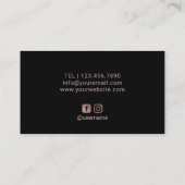 Glam Roos Gold Lips Makeup Artist Plain Black Visitekaartje (Achterkant)