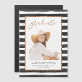 Glam Roos Gold Magnetic Afstuderen kondiging Magnetische Uitnodiging (Voorkant / Achterkant)