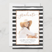 Glam Roos Gold Magnetic Afstuderen kondiging Magnetische Uitnodiging (Voorkant)