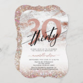 Glam Roos Gold Marble & Glitter 30th Birthday  Kaart (Voorkant / Achterkant)