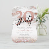 Glam Roos Gold Marble & Glitter 30th Birthday  Kaart (Staand voorkant)