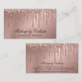 Glam Roos Gold Metallic Glitter Drips Make-up Visitekaartje (Voorkant / Achterkant)