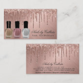 Glam Roos Gold Metallic Glitter Druppels Nagellak Visitekaartje (Voorkant / Achterkant)