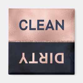 Glam Roos Gold Navy Clean Dirty Dishwasmachine Magneet