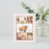 Glam Roos Gold Photo Collage Afstuderen Uitnodigin Uitnodiging Briefkaart (Staand voorkant)