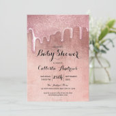 Glam Roos Gold Thick Glitter Drift Baby shower Kaart (Staand voorkant)