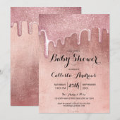 Glam Roos Gold Thick Glitter Drift Baby shower Kaart (Voorkant / Achterkant)
