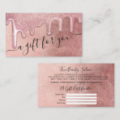 Glam Roos Gold Thick Glitter Drip Cadeaubon Visitekaartje (Voorkant / Achterkant)