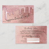 Glam Roos Gold Thick Glitter Drips Afspraak Visitekaartje (Voorkant / Achterkant)
