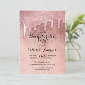 Glam Roos Gold Thick Glitter Drips Bachelorette Kaart (Staand voorkant)