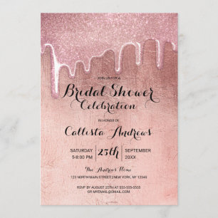 Glam Roos Gold Thick Glitter Drips Vrijgezellenfee Kaart