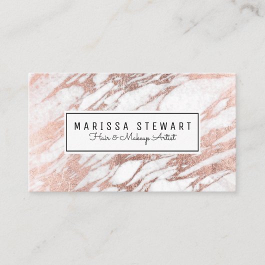 Glam Roos Gold White Marble Appointcard Afsprakenkaartje (Voorkant)
