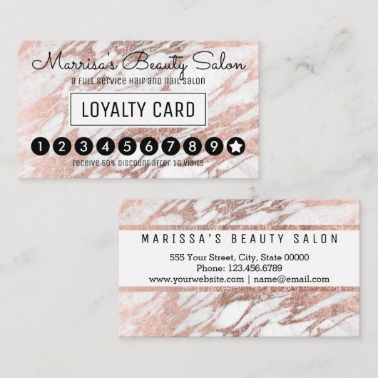 Glam Roos Gold White Marble Loyalty Dispatch (Voorkant / Achterkant)