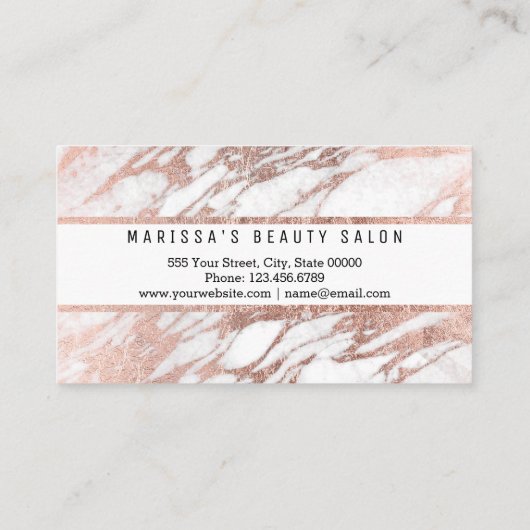 Glam Roos Gold White marble Visitekaartje (Achterkant)