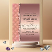 Glam Roos Goud Geript Glitter Metallic Bruiloft Kaart