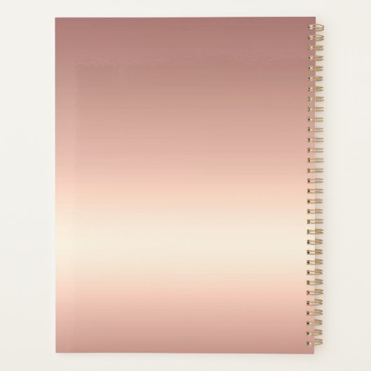 Glam Roos Goud Geript Glitter Metallic Bruiloft Planner (Achterkant)