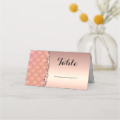 Glam Roos Goud Geript Glitter Metallic Plaatskaartje (Voorkant)