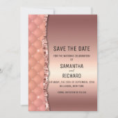 Glam Roos Goud Geript Glitter Metallic Save The Date (Voorkant)