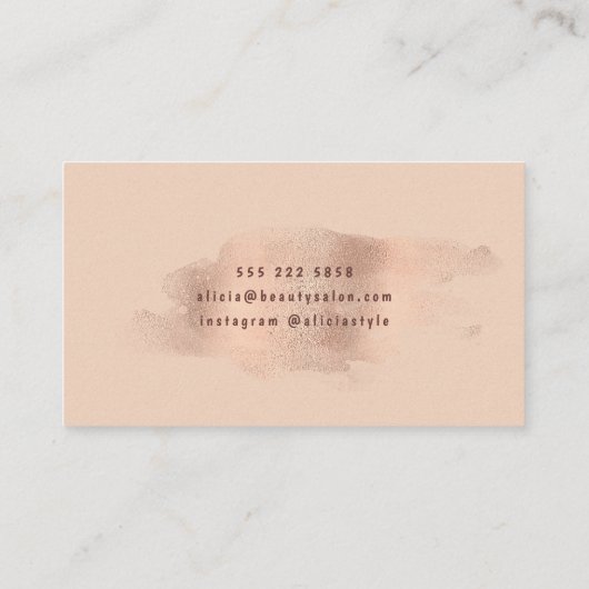 Glam Roos Goud Koper Folie | schoonheidsspecialist Visitekaartje (Achterkant)