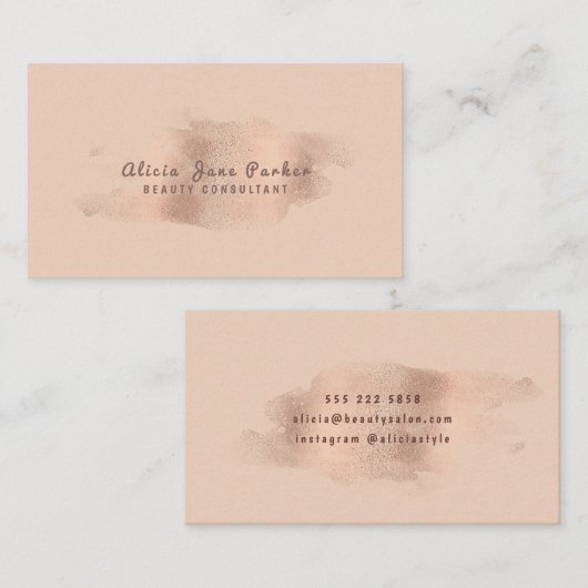 Glam Roos Goud Koper Folie | schoonheidsspecialist Visitekaartje (Voorkant / Achterkant)