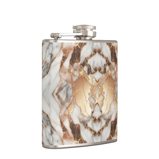 Glam Roos Goud Luxe Trendy Marmer Heupfles (Rechts)