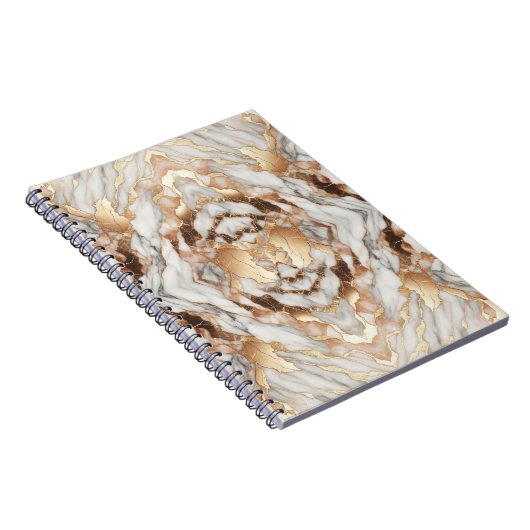Glam Roos Goud Luxe Trendy Marmer Notitieboek (Rechterzijde)