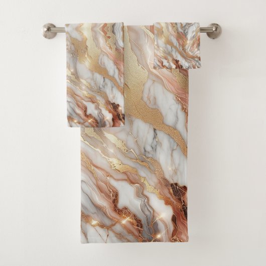 Glam Roos Goud Luxe Trendy Marmeren Vlinder Bad Handdoek (Insitu)