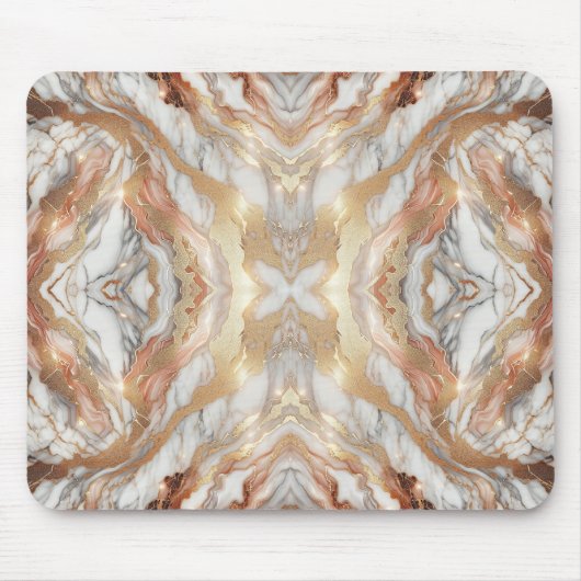 Glam Roos Goud Luxe Trendy Marmeren Vlinder Muismat (Voorkant)